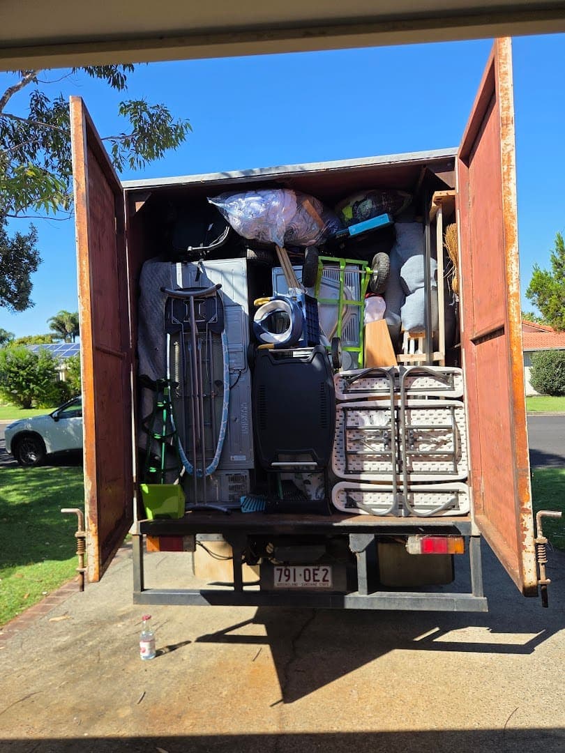 The truck loaded floor to ceiling with the doors open